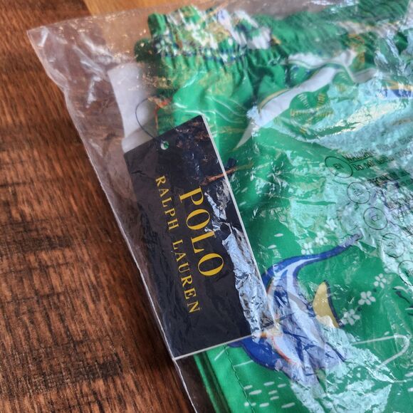 NWT Polo Ralph Lauren Hawaiian Traveller Tropical Swim Shorts Men Sz 3XB Green - Picture 6 of 7